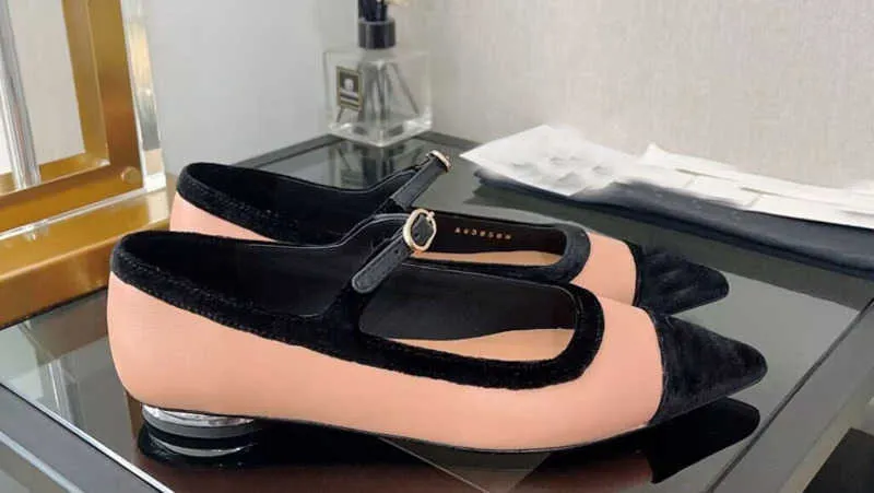 Brand Casual Shoes designer design 2022 Autumn New Shoes Women's Leather Slotted Buckle Contrast Color Pointed Flat Shoes