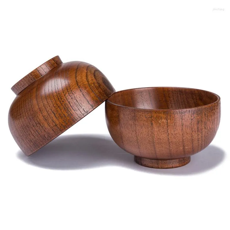 Bowls 1Pc Chinese Style Wooden Round Rice Noodle Bowl Home Restaurant Salad Soup Tableware