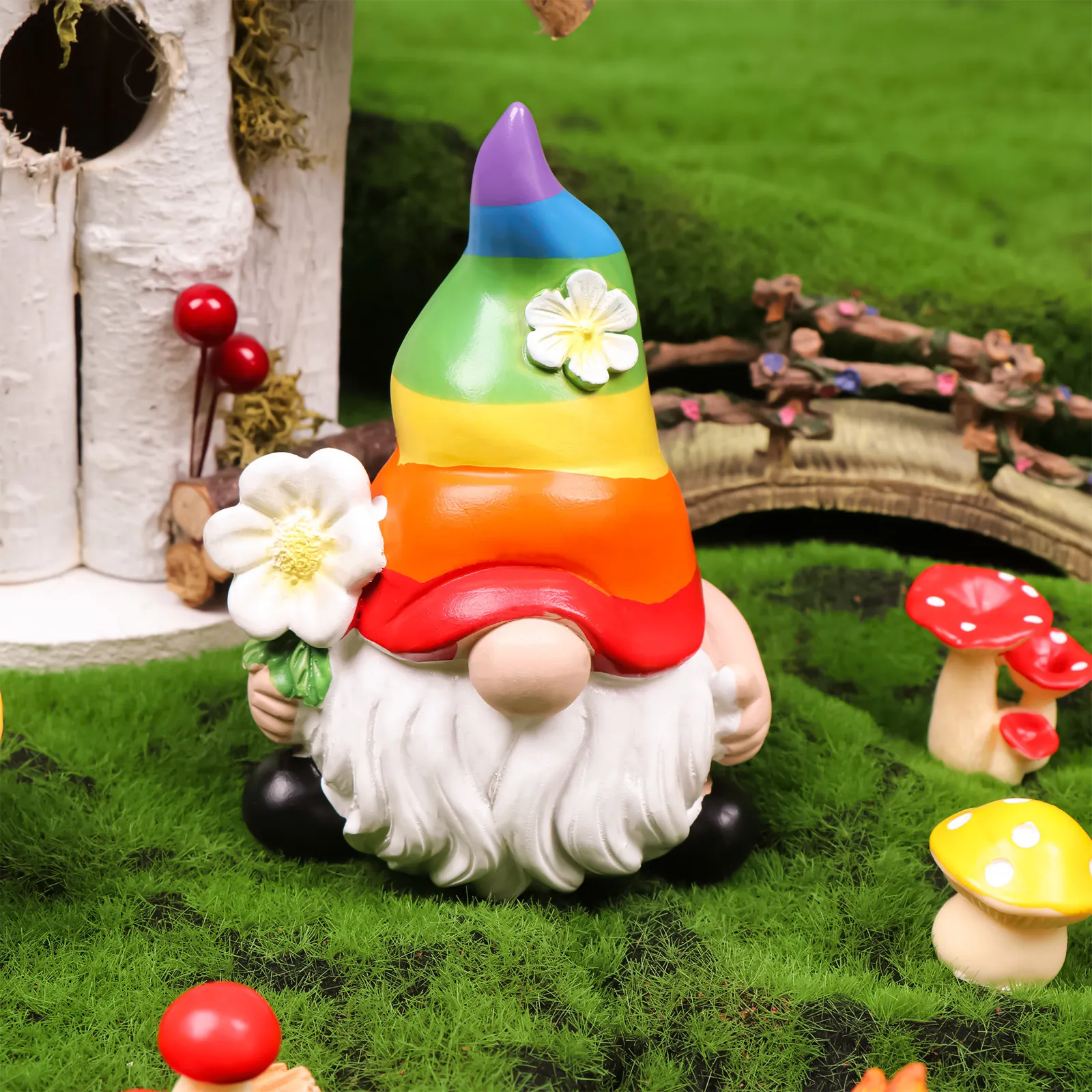 Garden Decorations Garden Rainbow Gnome Harts Staty Faceless Doll Figurer Miniature Home Decorati 221126