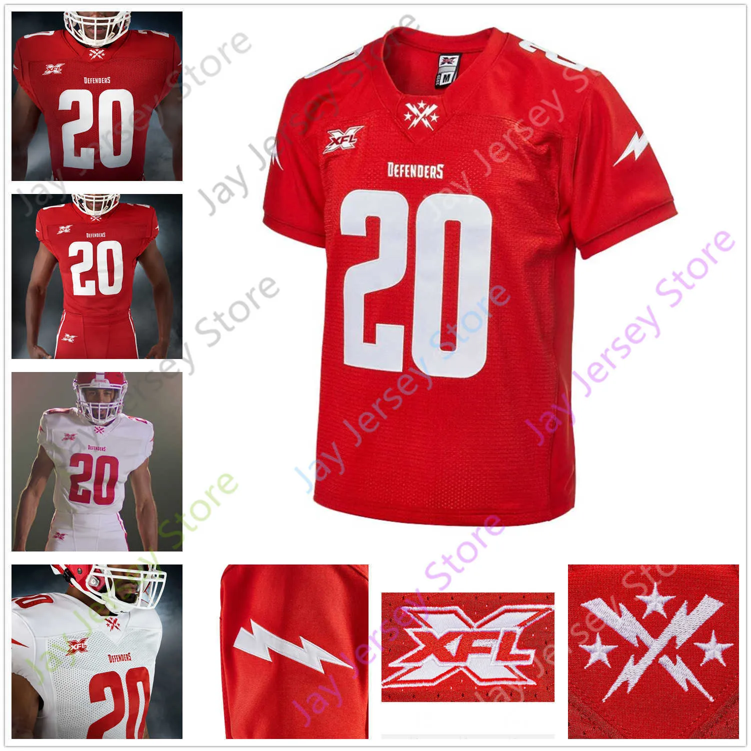 Custom XFL DC Defenders Jersey Cardale Jones Jhurell Pressley Rashad