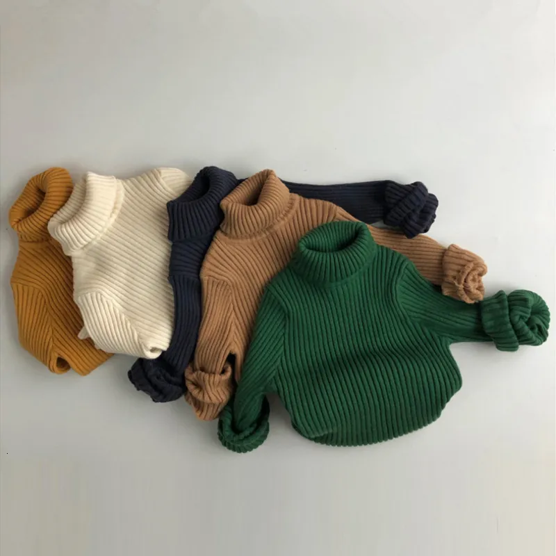 Пуловер осень детские свитера Сплошные девочки Краткие мальчики Turtleneck Knitwear 221128