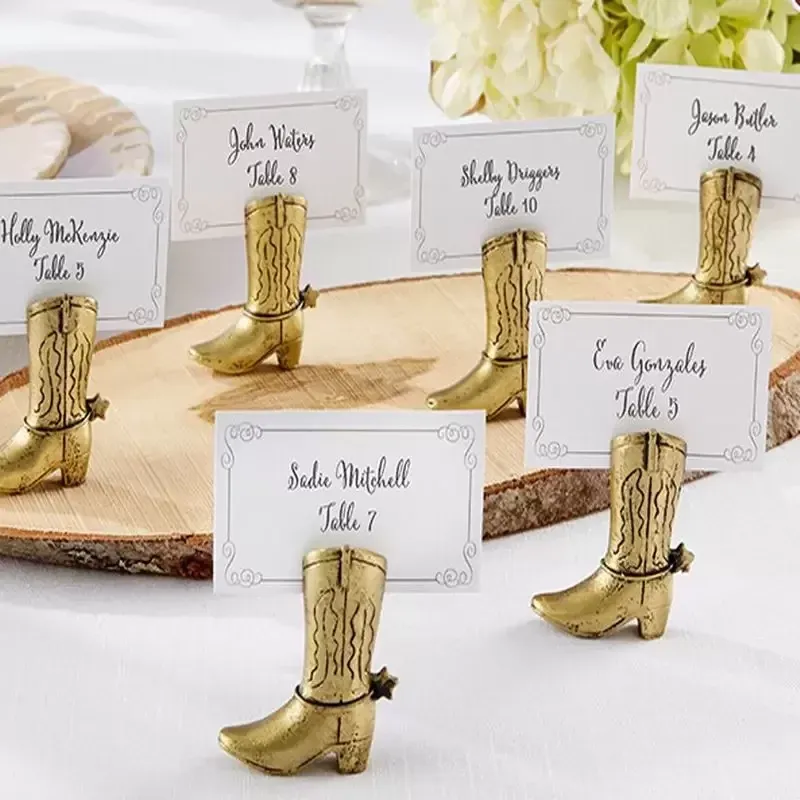 Decora￧￣o de festa Cowboy Boot Plact Haber Table Piece Central Weddingbridal Chousel Favors N￺mero do assento Titulares por atacado