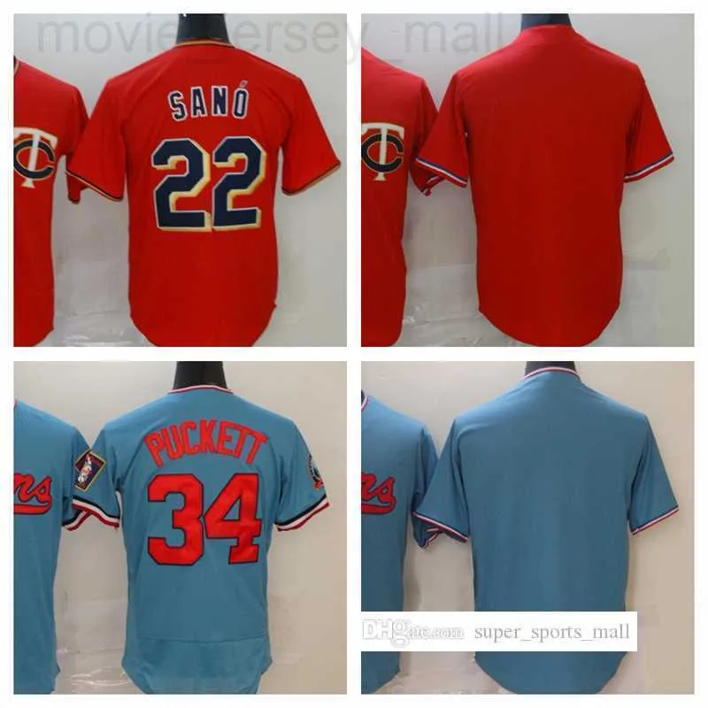 Miguel 22 Jersey de beisebol Sano Kirby 34 Puckett em branco 2022 camisas costuradas homens homens jovens size s-xxxl