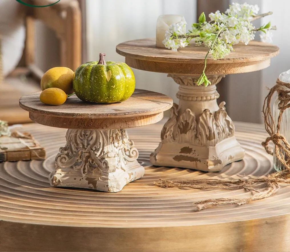 Bandejas de frutas esculpidas móveis de sala de estar francesa de fotografia de casamento adereços em casa Decorações de varanda usadas Ornamentos de madeira sólida