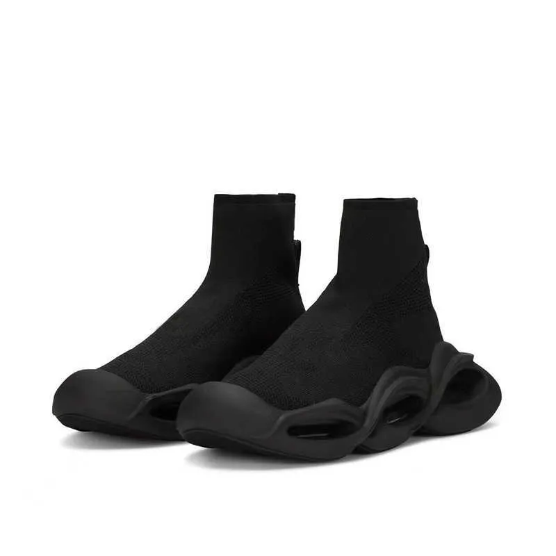 Men Sock Designer Stretch Mesh Wave Mid-top Sneaker topkwaliteit Technische 3D-gebreide Sock-achtige trainers Classic White Black Sneakers met doos 35-46 NO432