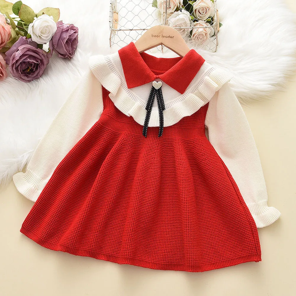 Girl's Dresses Menoea Girls 26 Years Autumn Winter Kids Princess Cute Sweater Knitted Christmas Outfits Baby Girl Vestidos 221125