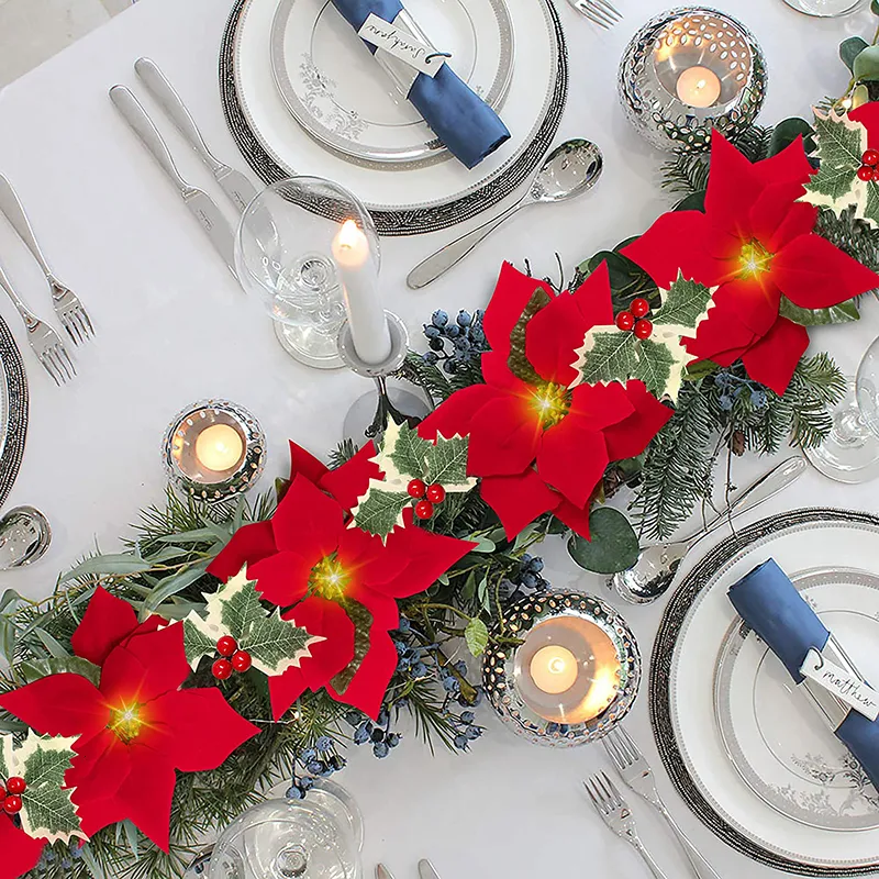 Decorazioni natalizie 2M 10LED Flanella Flower Light String Decorazione per ornamenti domestici Natal Year Table Decor 221125