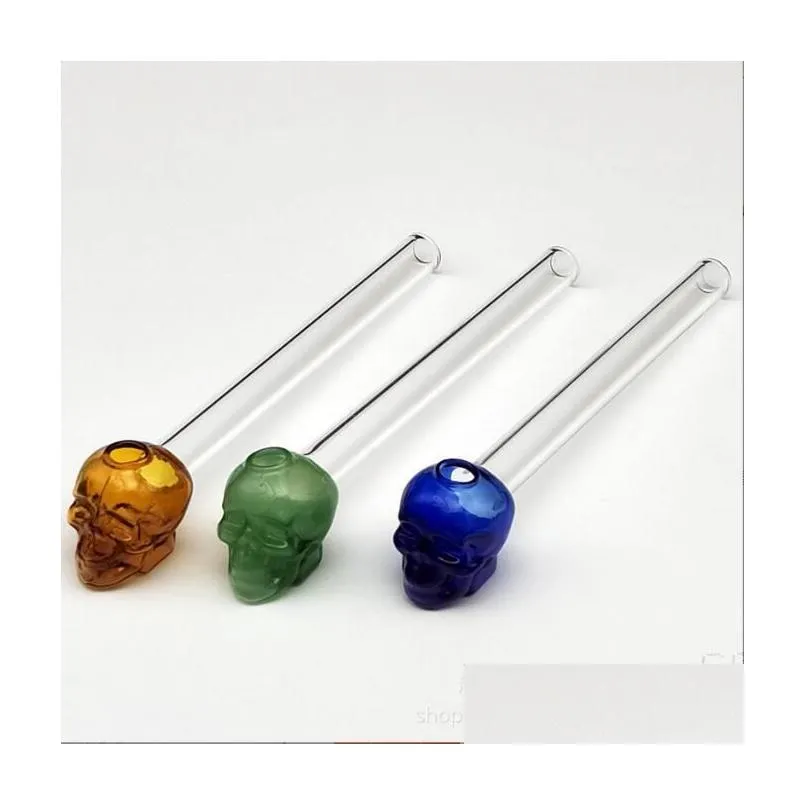 Autres accessoires pour fumeurs Colorf Pyrex Oil Burner Autres accessoires pour fumeurs Pipes à eau Bubbler Skl Curved Mini Hand Blown Recycler Dhw0Y