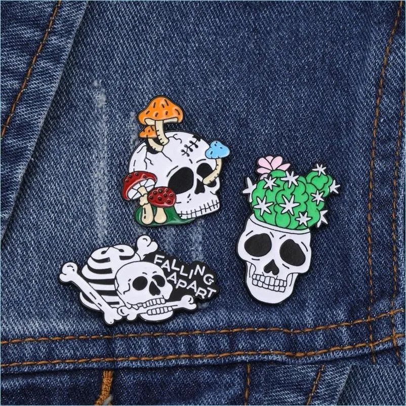 Pins Brooches Punk Skl Halloween Enamel Brooches Pin For Women Girl Fashion Jewelry Accessories Metal Vintage Pins Badge Wh Dhgarden Dhedy