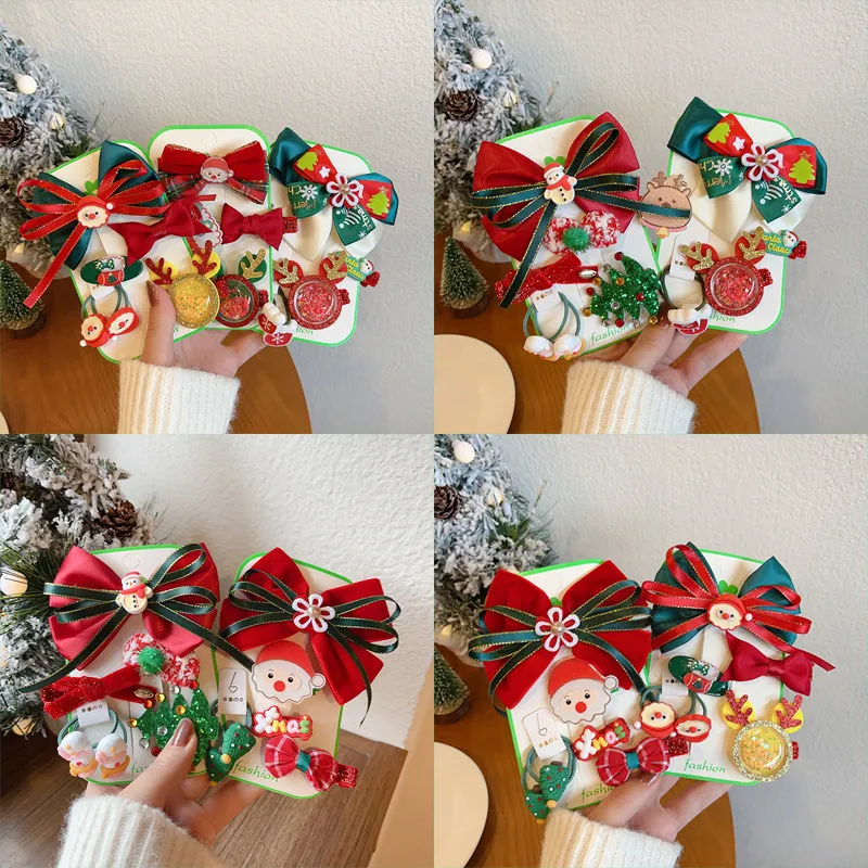 Bandas de cabelo elásticas de Natal para crianças anel de cabelo de cabelos anel de corda de borracha anel