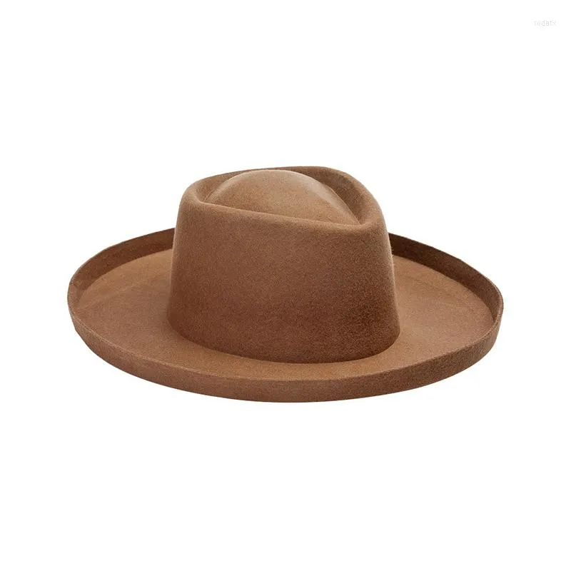 Boinas francesa larga lareira de alta qualidade lã fedora inverno wox warm chapé chapéu de chapéu vintage branco preto sombrero clássico mujer
