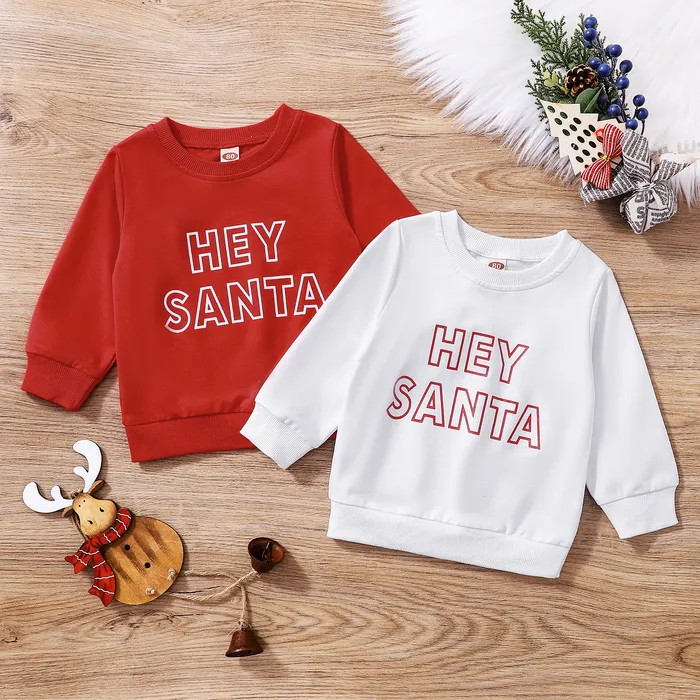 PULLOVER 0802 LIORITIIN 04 Years Toddler Christmas Baby Girl Boy Autumn Sweatshirts l￥ng￤rmad brev Santa tryckt topp 221125