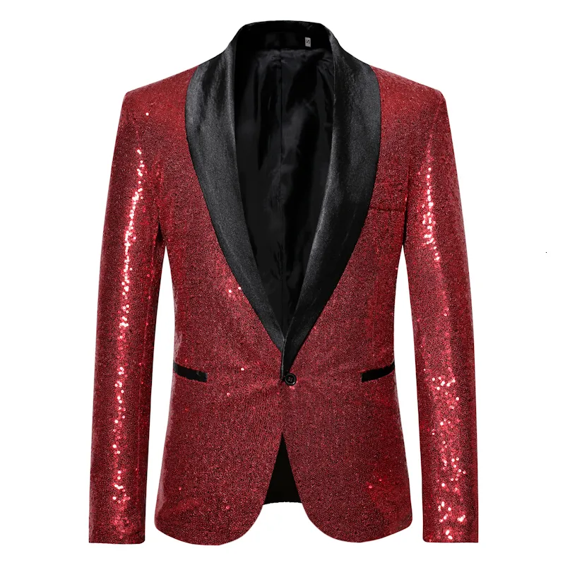 Erkek Suit Blazers Erkek Sequin Glitter Wedding Party Single Bravatalı Şal yaka ceket 221124