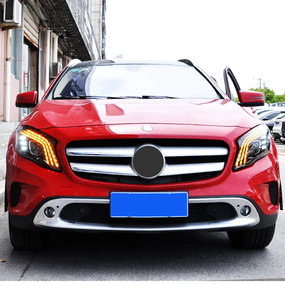 Автомобильные автомобильные фары в сборе светодиоды DRL Daytime Runmime Hunment Hump для Benz GLA GLA200 GLA300