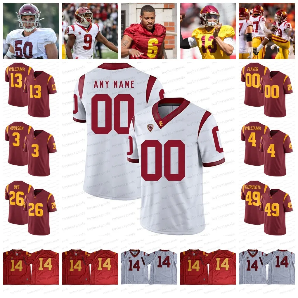 Voetbalshirts NCAA USC Trojans Football 13 Caleb Williams Jersey Addison Mario Williams Travis Dye Tuli Tuipulotu Andrew Vorhees Gary Bryant Jr. Foreman