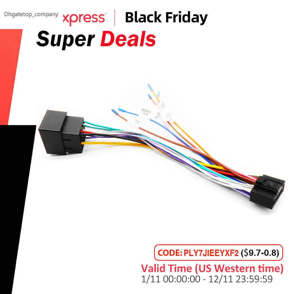 16 Pin To ISO Cable Adapter 16P Plug Connector Wiring Harness Universal ...