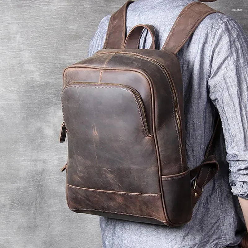 Leather backpack laptop mens top