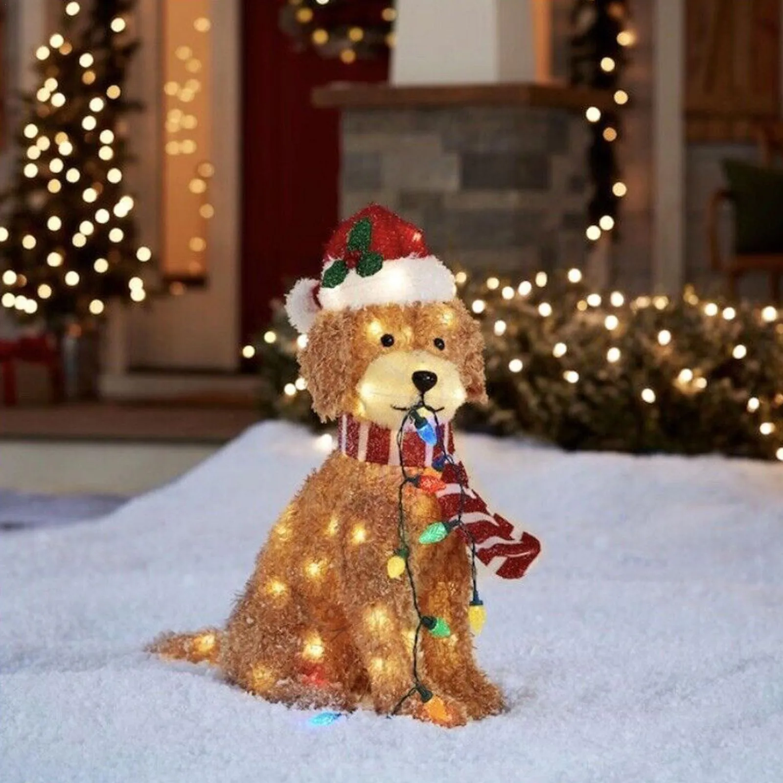 Садовые украшения Goldendoodle Holiday Living 36x16cm Рождественский светодиодный светодиодный светодиодный декор Doodle Dog с стрункой на открытом воздухе 221125