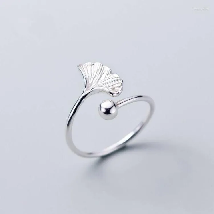 Wedding Rings Personality Punk Vintage Ginkgo Biloba Leaf For Women Men Resizable Size Fashion Trendy Boho Jewelry 2023