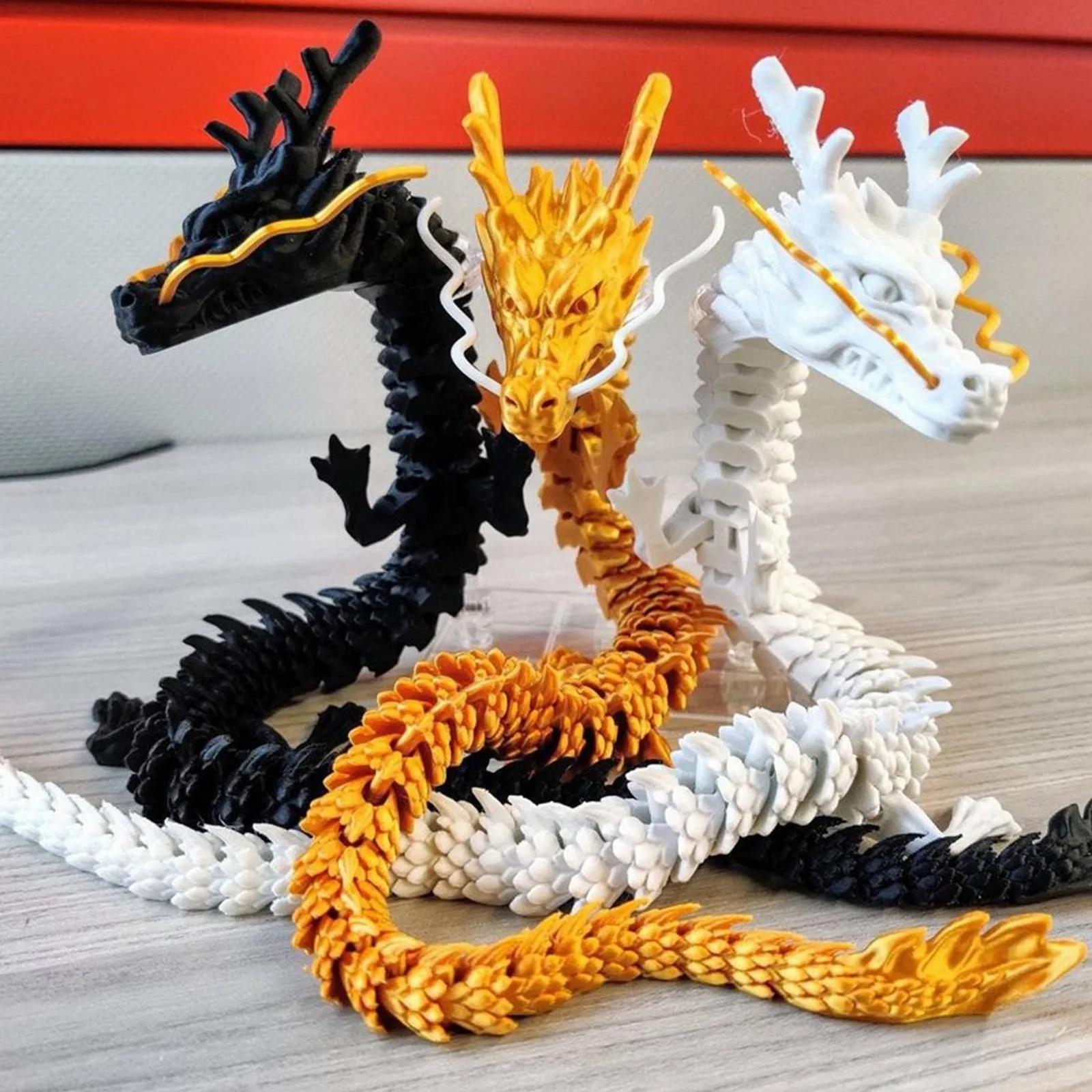 3D-gedruckter Beweglicher Drache Mit Flügeln - Cooles Zappelspielzeug & Deko