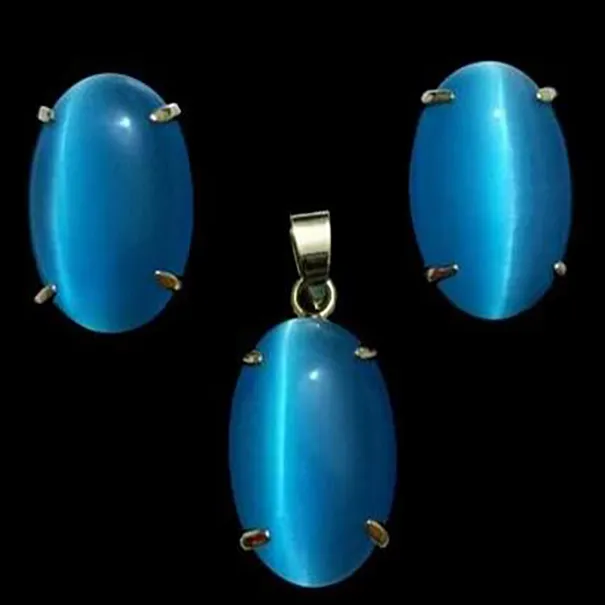 Bellissimi gioielli set Necclana Collana Ciondolo Blue Opal Jade 6-9#