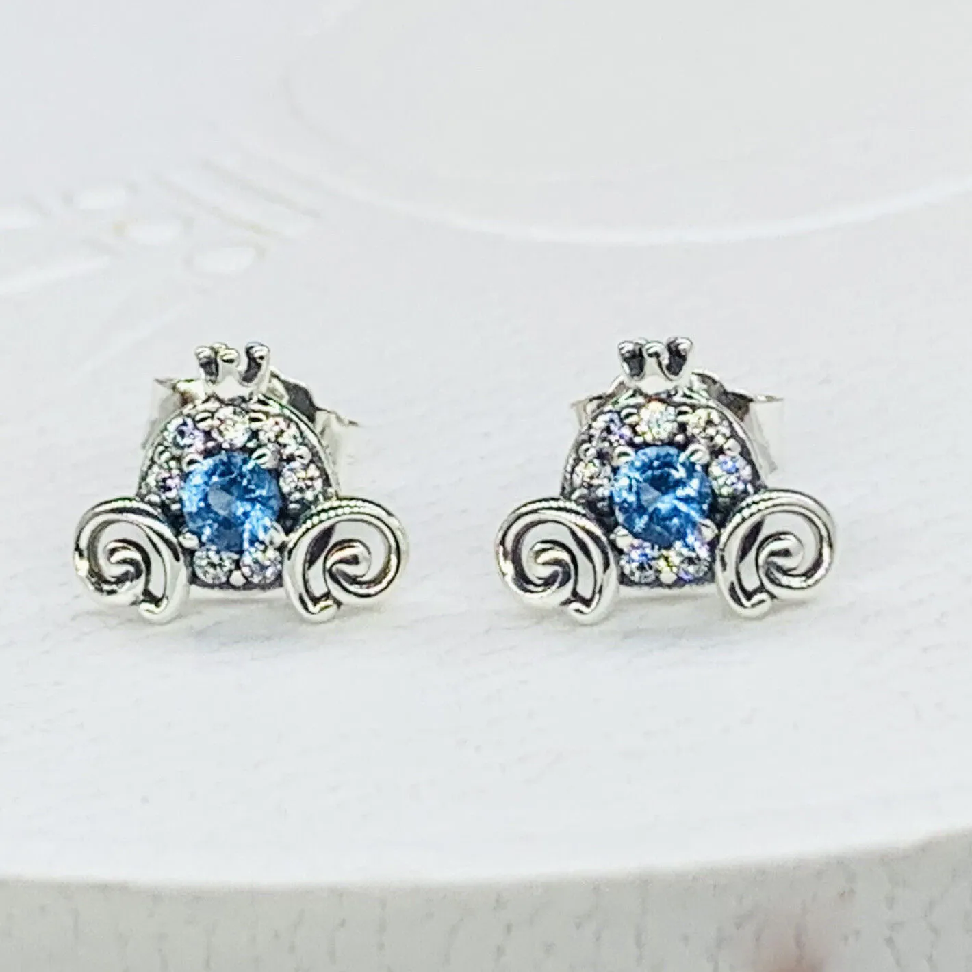 925 Sterling Silver Pumpkin Carriage Stud Earrings Fits European Pandora Style Jewelry Fashion Earrings