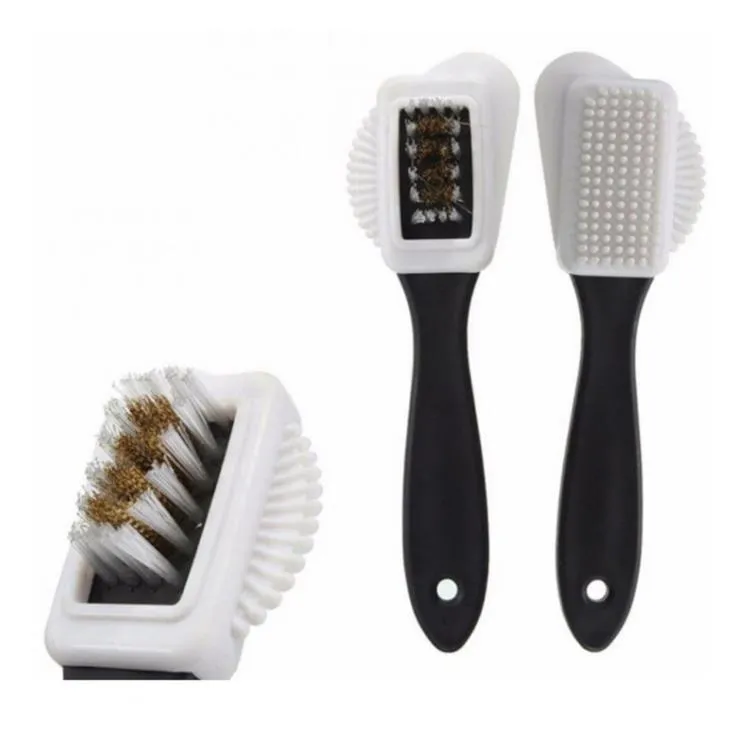 Brosse de nettoyage noire à 3 côtés pour chaussures de démarrage en daim Nubuck, nettoyeur de chaussures en forme de S, rénovation, nettoyage et entretien, SN4750