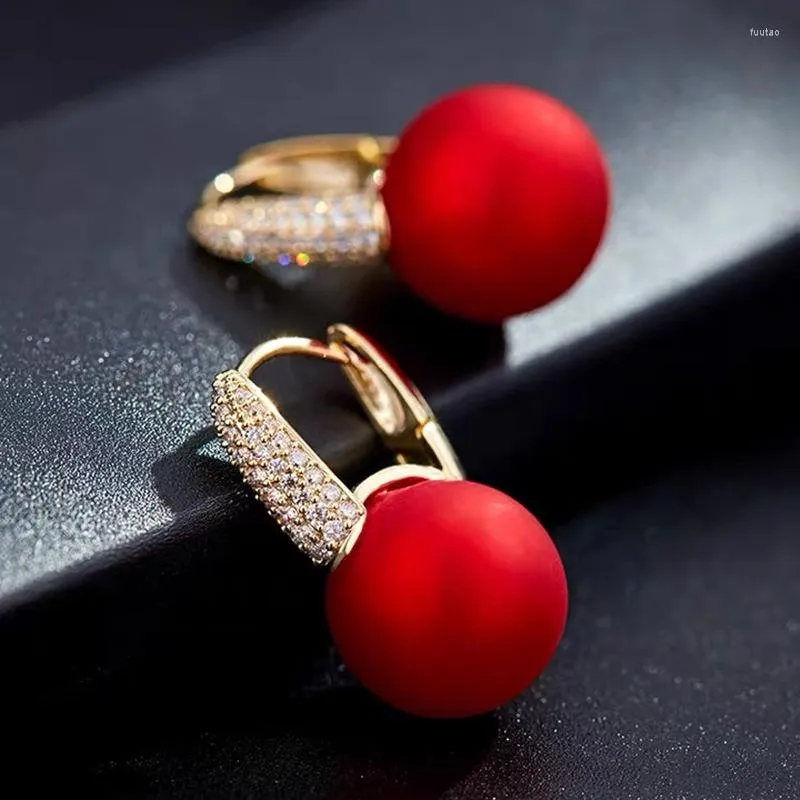 Dangle Earrings Trendy Simulated Pearl Red CZ Bowknot Sweet Champagne For Women Girls Wholesale Drop Jewelry Gift