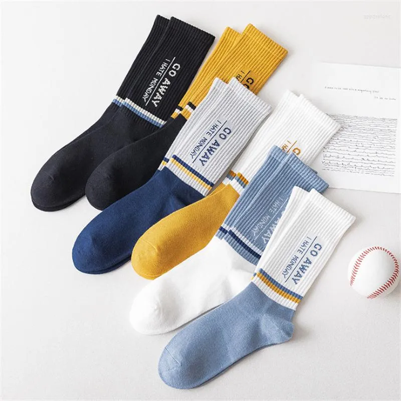 Men's Socks Four Season Sport Men Cotton Fashion Letter Patchwork Mens Sock Street Skateboard 6 Colors Top Quality Basketball