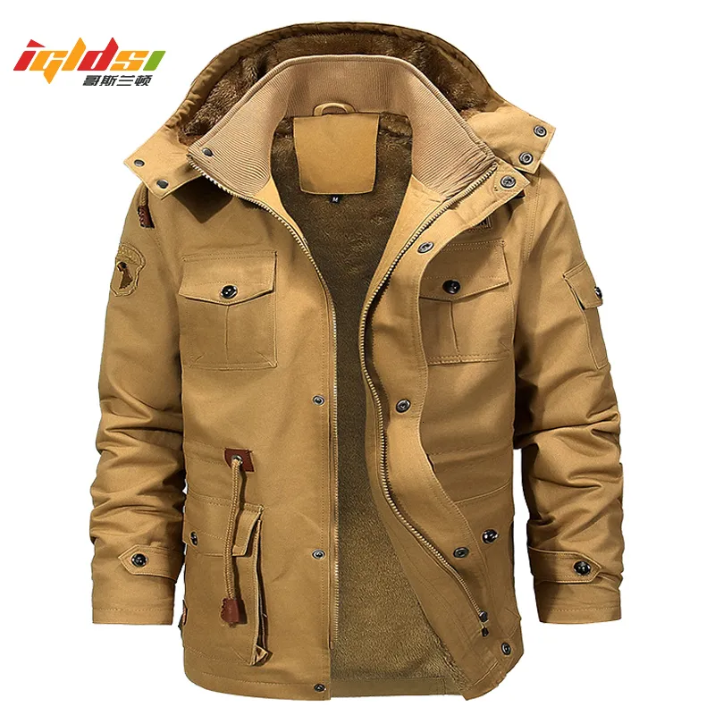 Mens Down Parkas Militaire Hiver Polaire Veste Intérieure Casual Épais Manteau Thermique Armée Pilote Air Force Cargo Outwear À Capuche 4XL 221128