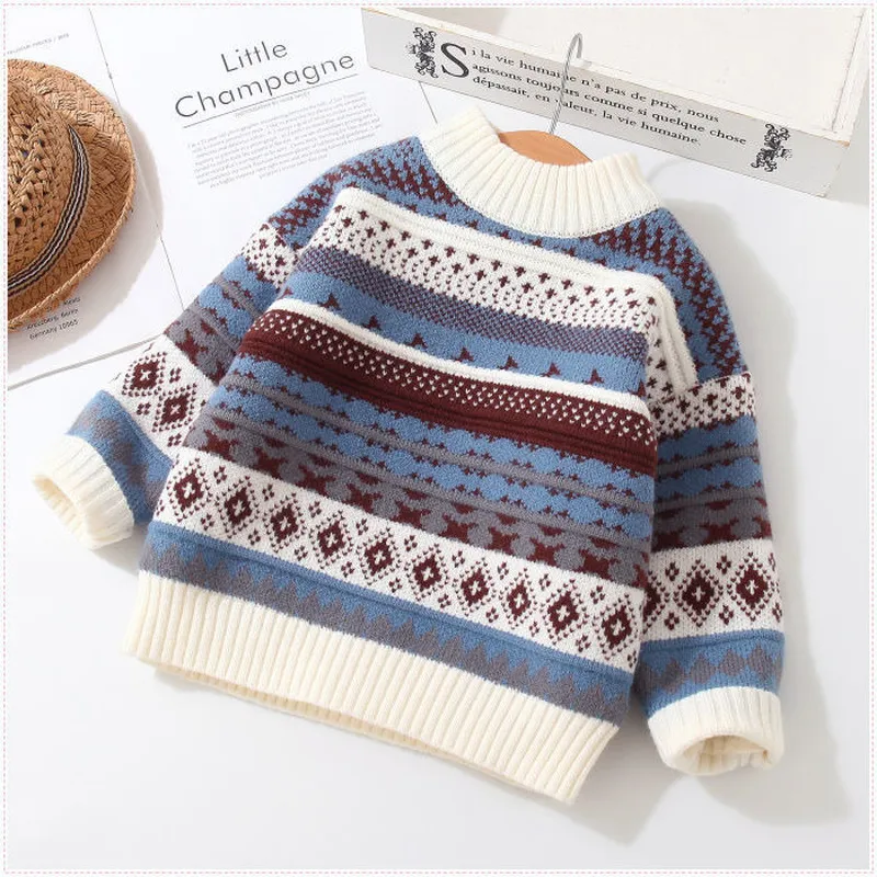 Pullover Autumn Baby Boys Sweaters Coat Kids Stickovers Tops Toddler Girls Cartoon Long Sleeve Warm 221128