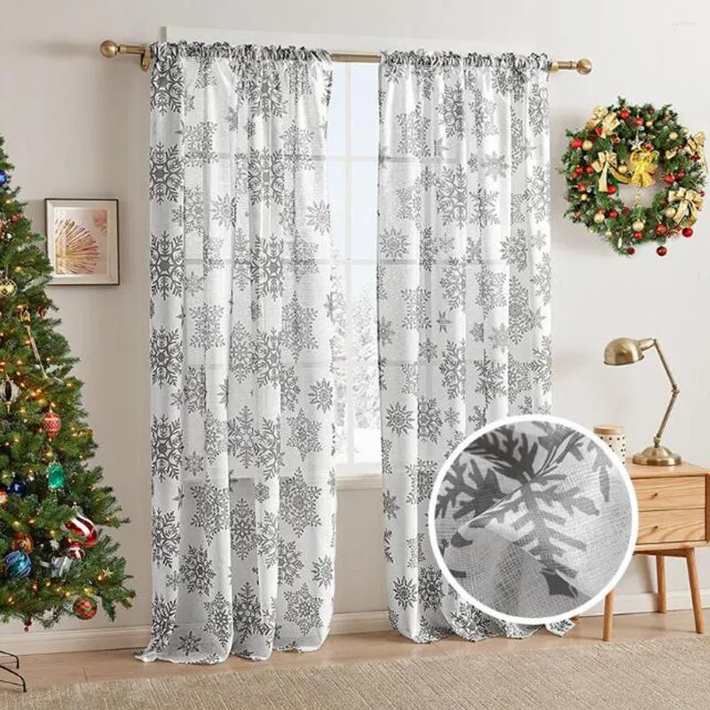 Rideau flocon de neige moderne pour chambre voilage rideaux salon prêt à l'emploi Floral Tulle tissu décor à la maison