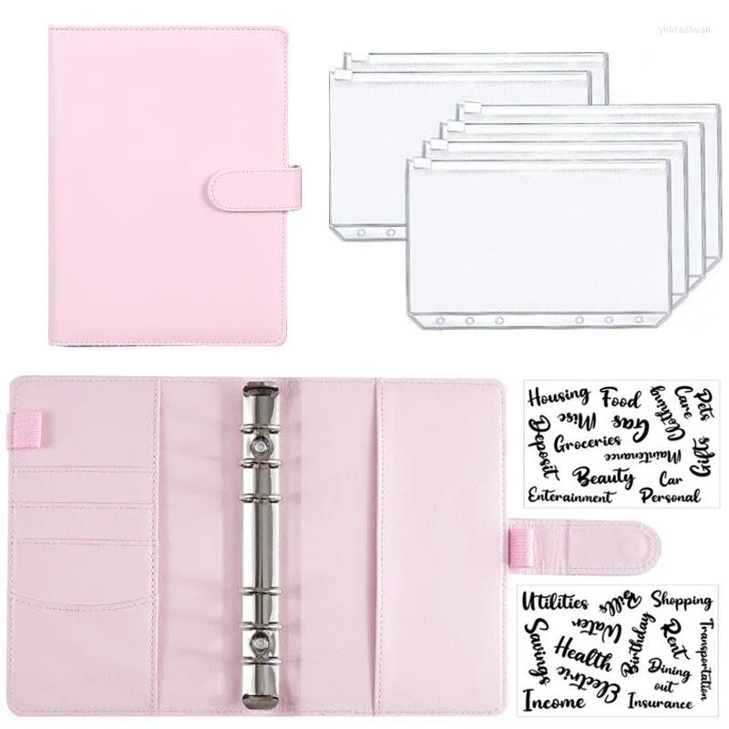 Hole Binder Pockets Plastic Zipper Money Saving Envelope A6 Budget Planner Notebook Covers Folder Color