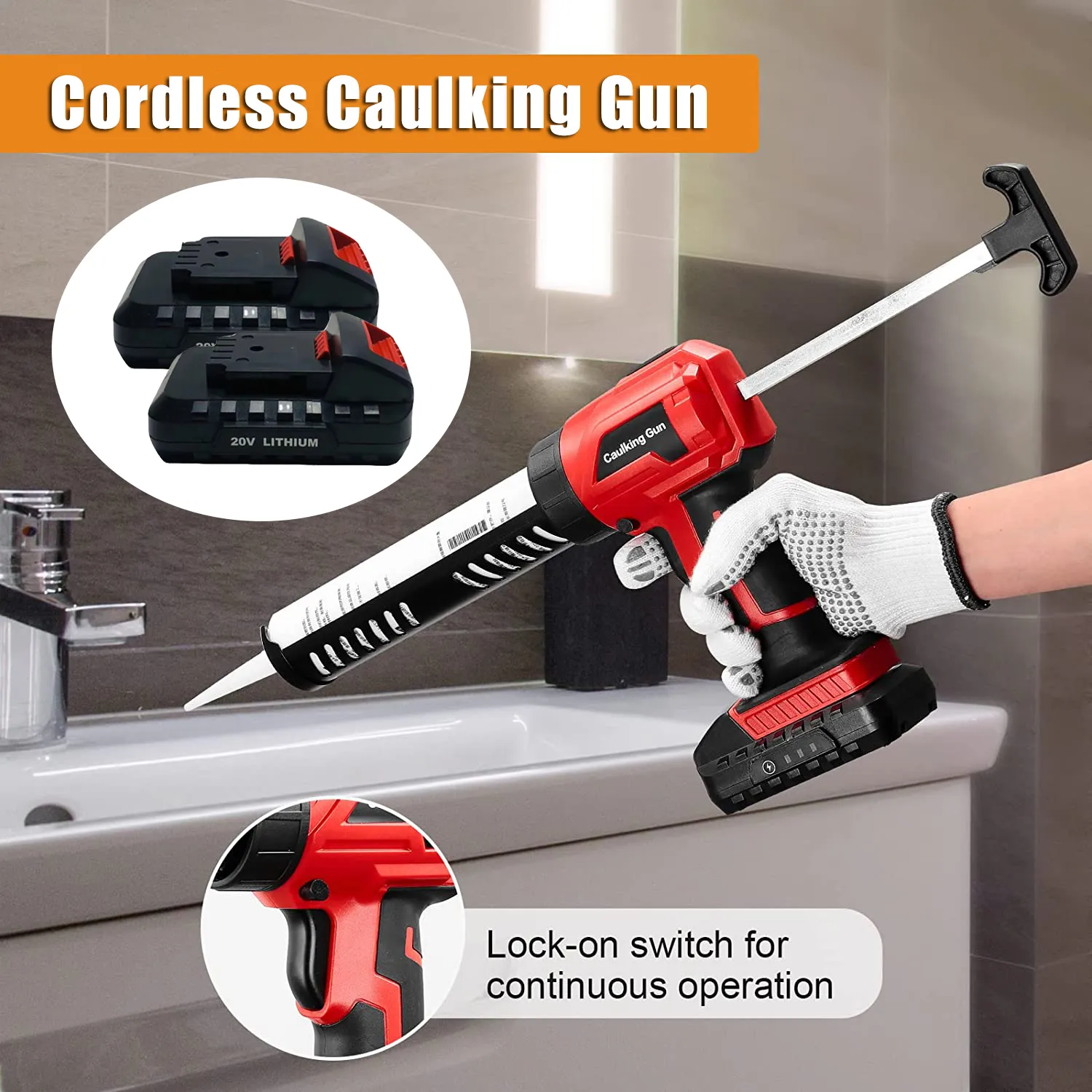 Caulking Gun Cordless 4 Adjustable Speed Electric Caulk Adhesive with 2000mA Li-Ion Battery Silicone for Filling Sealing 221128