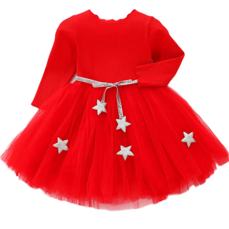Robes de fille bébé filles printemps automne pull étoile robe infantile Noël enfants vêtements enfant en bas âge vêtements pour 1 6 ans 221125
