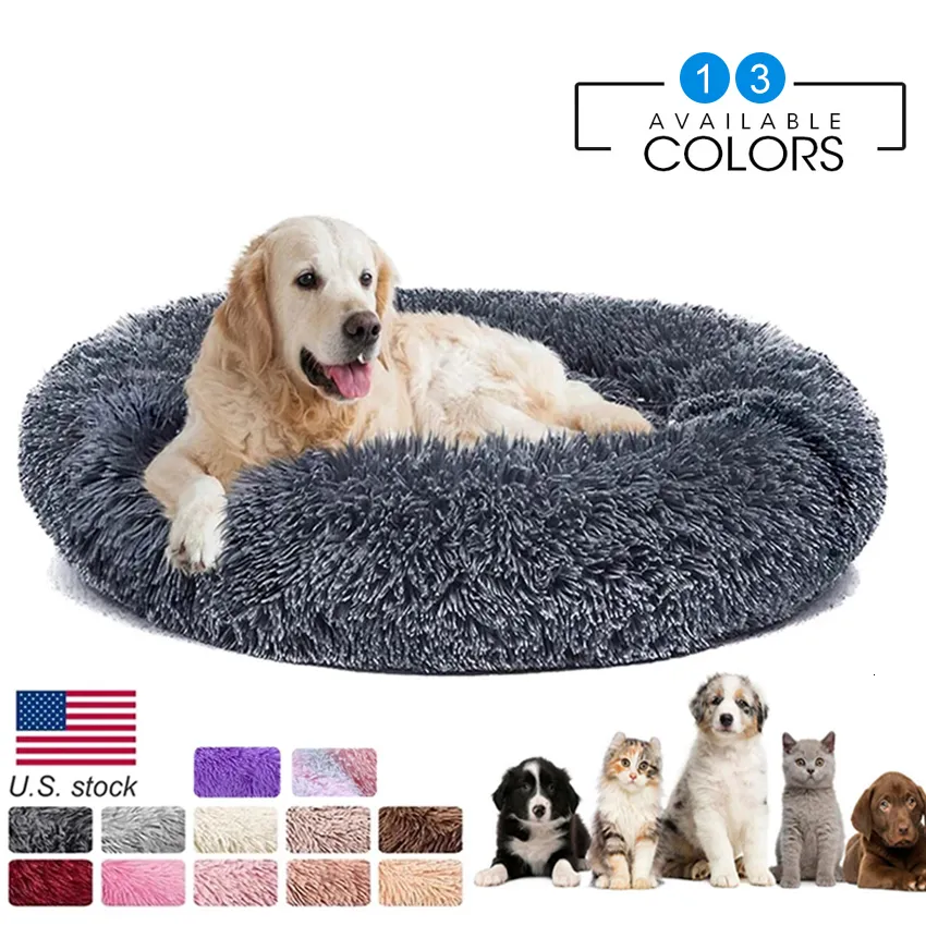 chenils stylos beignet chien lit chaud doux long en peluche lit pour animaux de compagnie pour petit grand chien maison chat lits apaisants lavable hiver chenil canapé coussin tapis 221125