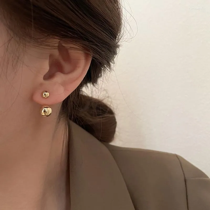 Dingle ￶rh￤ngen koreansk mode guld/silver enkelt temperament ett tv￥ band metallbollh￤nge ￶rh￤nge f￶r kvinnor 2022 smycken br￶llop