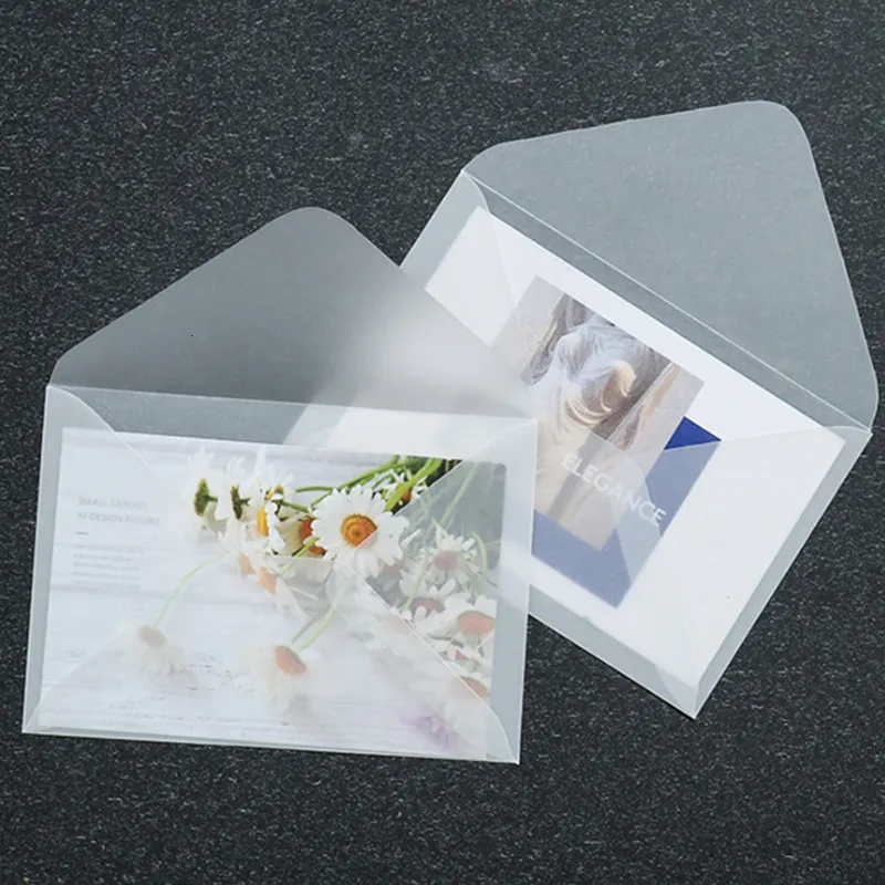 Wenskaarten 50pcslot blanco doorschijnende envelop voor uitnodigingen ansichtkaarten Europees Giftbox Message Card Envelops Wedding Business Letters 221128