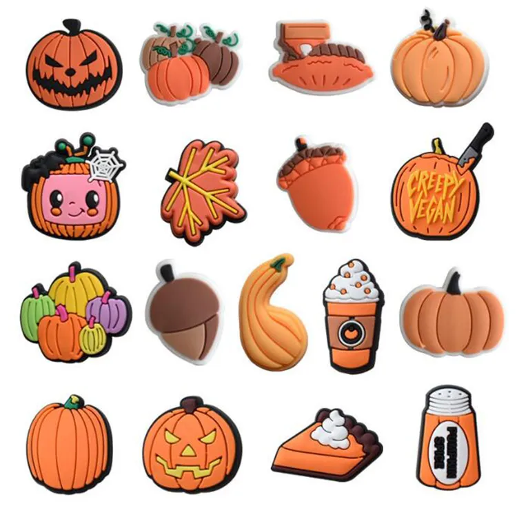 wholesale Hallowmas PVC charms per scarpe decorazioni teschio zucca halloween croc charms per regali per bambini