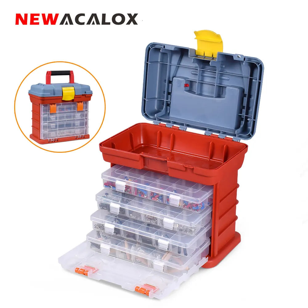 Caja de herramientas ACALOX, almacenamiento de Hardware portátil, piezas de 4 capas, caja de plástico para exteriores para reparación, accesorios de pesca, estuche 221128