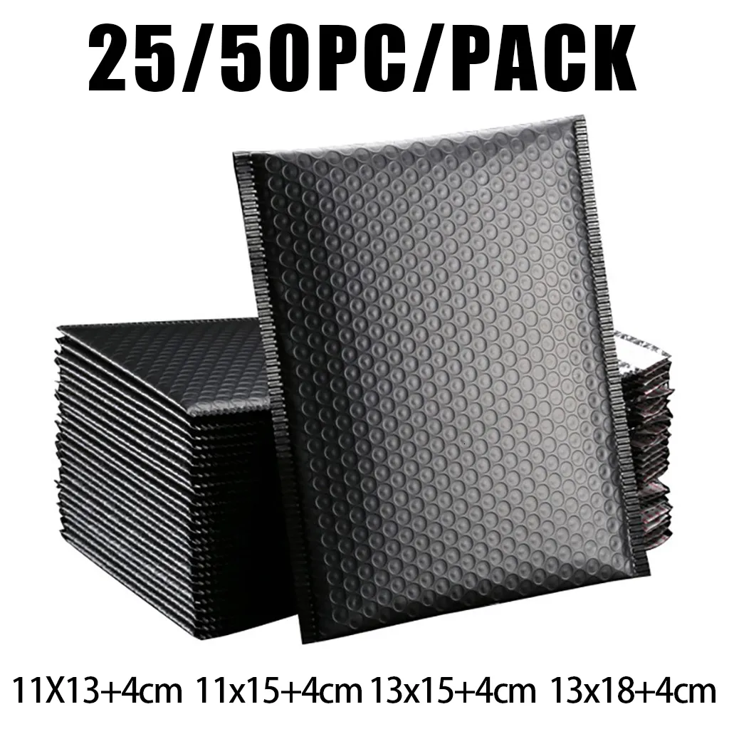 メールバッグ13x18cmバブルメーラー50pcsパッド付きエンベロープビジネスジップロックバッグ221128のブラックパッケージ