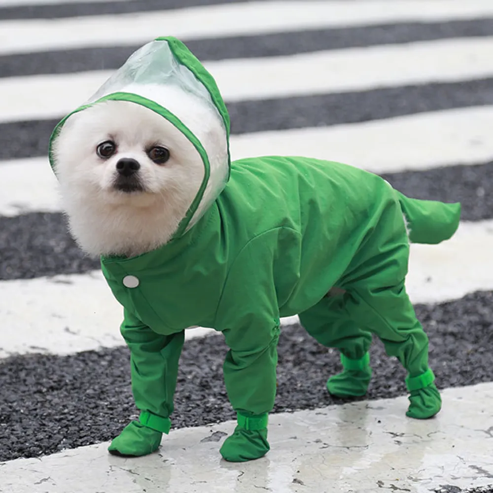 Obroże dla psów smycze pełne pokrycie płaszcza przeciwdeszczowego wodoodporne ubrania deszczowe do małego kostiumu Yorkie Kostuma Puppy kombinezon deszczowy płaszcz 221125