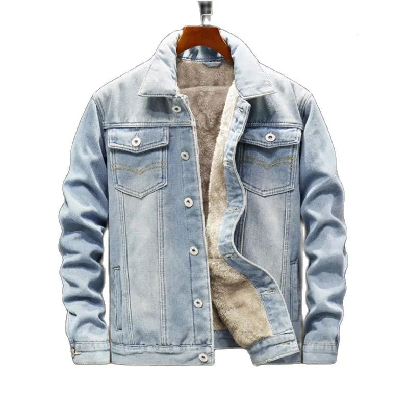 Men's Jackets Winter s Denim Fashion Fleece Thick Warm Jeans Jacket Casual Slim Outwear Windbreaker Cowboy Coats 6XL 221124