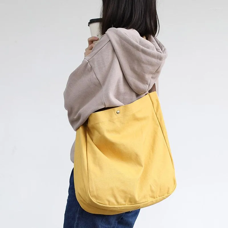 Evening Bags Canvas Shoulder Messenger Bag Japanese Solid Color Simple Art Large Capacity Casual College Style Hit Female