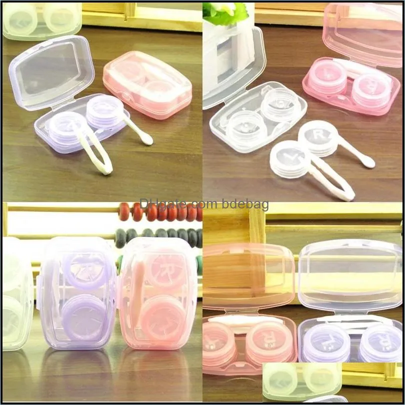 Other Household Sundries Plastic Portable Beautif Pupil Box Compact Conjoined Duplex Boxes White Purple Contact Transparent Lens Cas Dhtc0