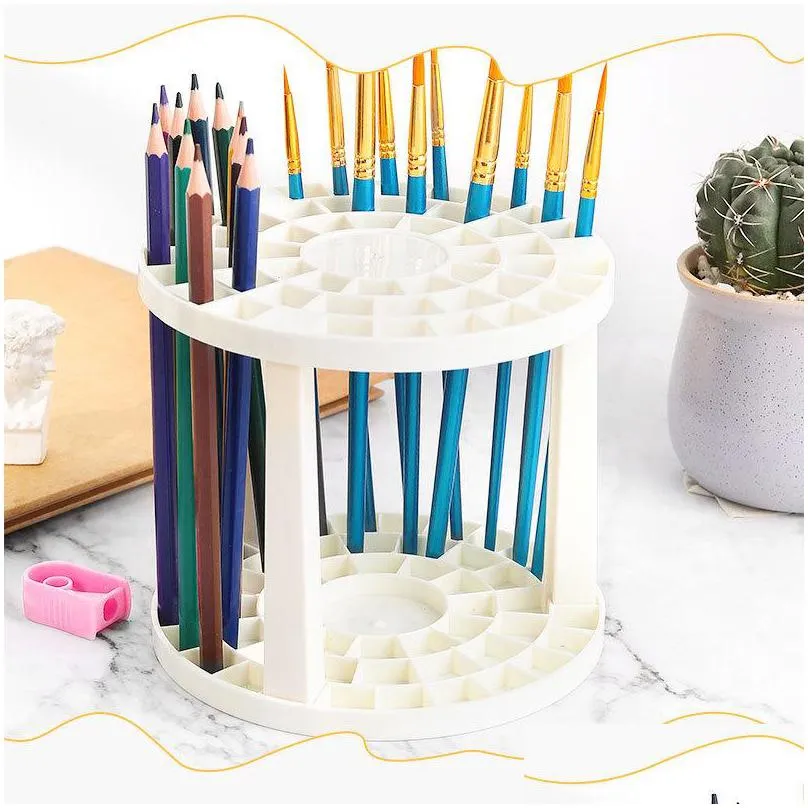 1 Pcs 49 Holes Paint Brush Pencil Stand Watercolor Paint Brush Holder Stand  Painting Supplies For Students Desk Organizer