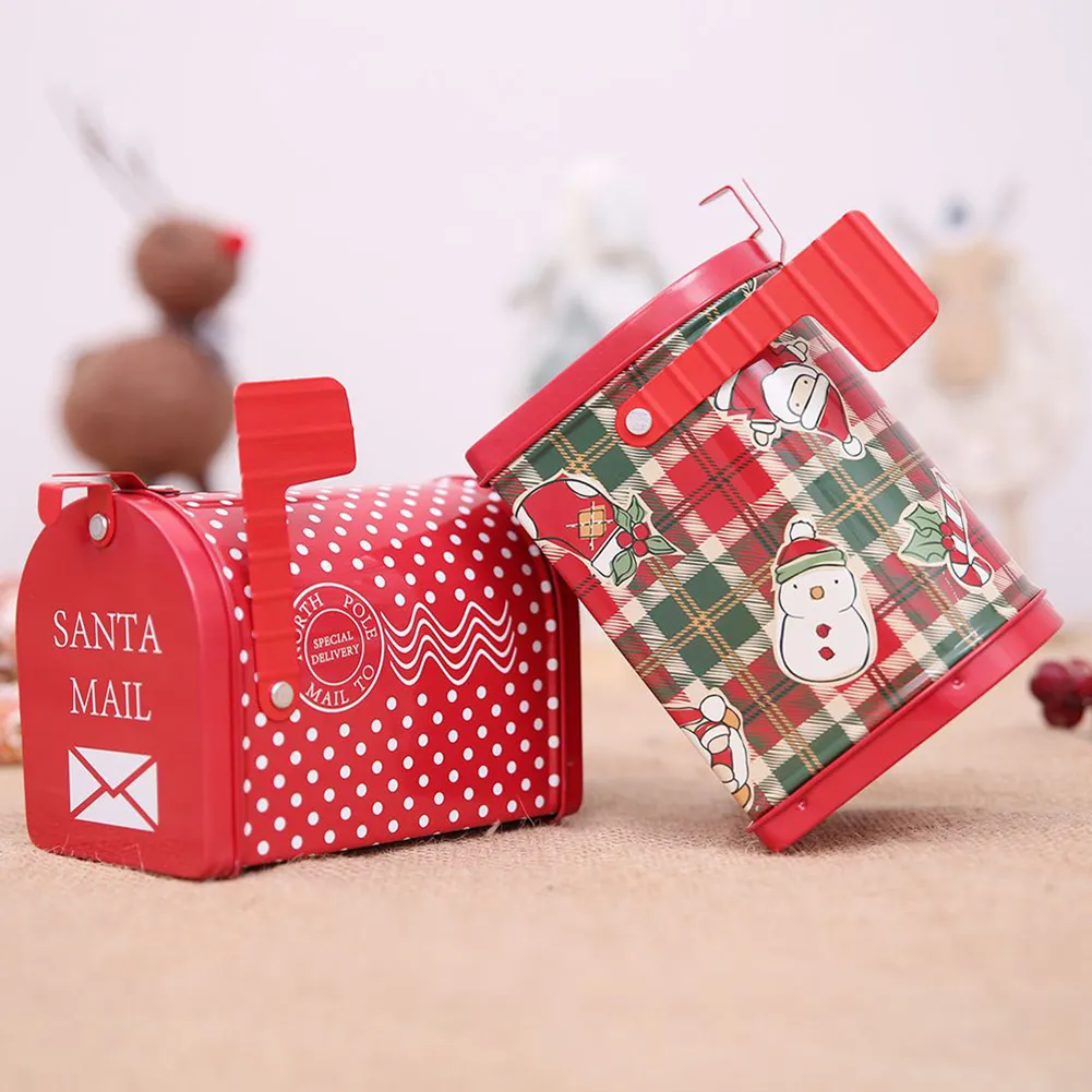 Confezioni regalo Scatola natalizia Babbo Natale Caramelle Latta Cassetta postale Decorazioni per bambini Ornamenti natalizi Stoccaggio ferro 221128