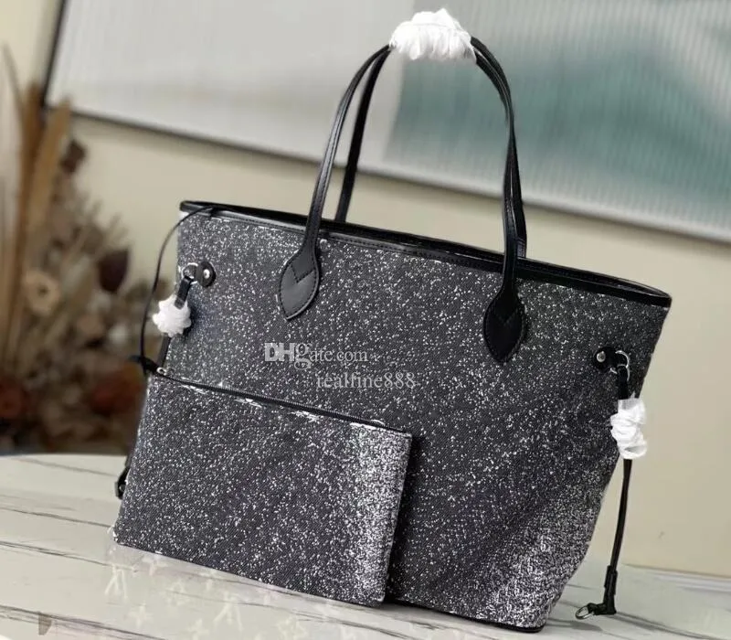 Realfine888 Bags 5A M21465 31cm Shopping MM Tote Grey Denim Shoulder Handbags Luxury Designer Purses For Women with Dust bag