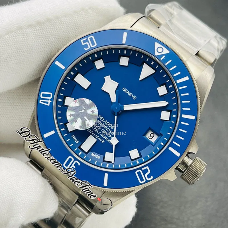 ZF V5 25500 A2824 Titanium Automatic Mens Watch 42mm Ceramic Bezel Blue Dial White Markers Titaniums Bracelet Super Edition Watche282m