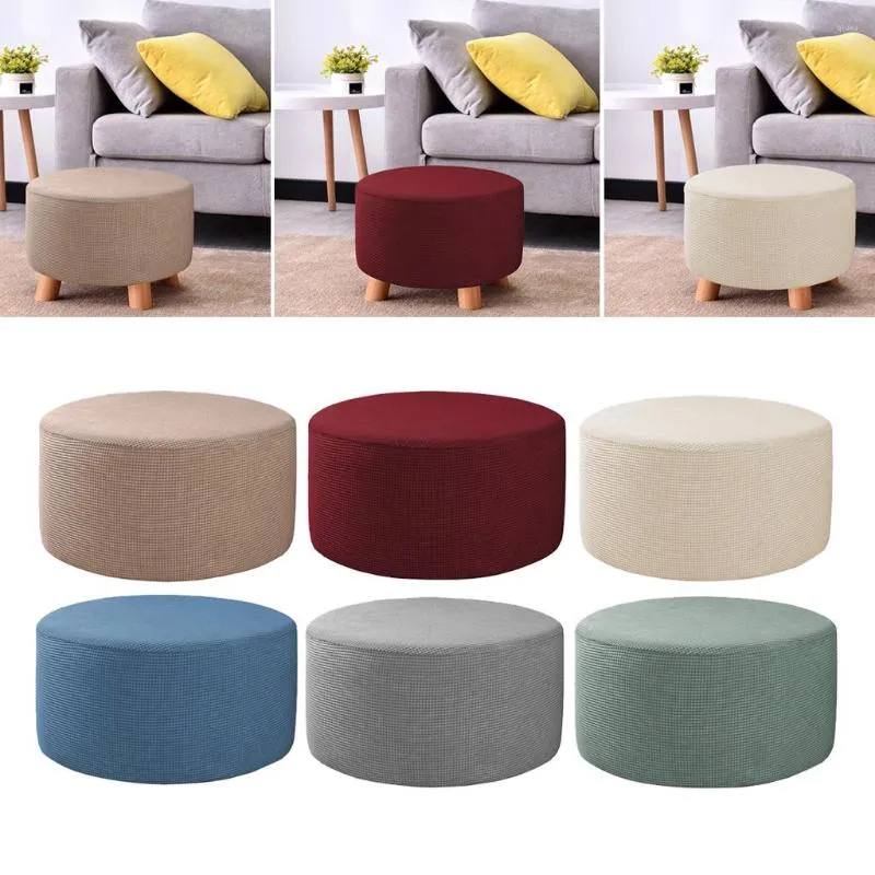 Chair Covers Stretch Round Ottoman Slipcover Footstool Cover Removable